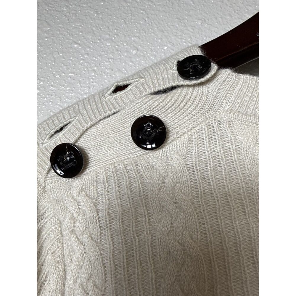 Burberry London 100% Cashmere Cable Knit Peplum Sweater Ivory Size M - Picture 7 of 11